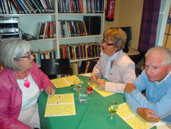 Bingo and Shrimp gourmandizing with Ebbe and Margareta