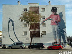 Girl watering the tree, innovative mural