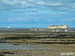 To the left Fort Boyard at tide
